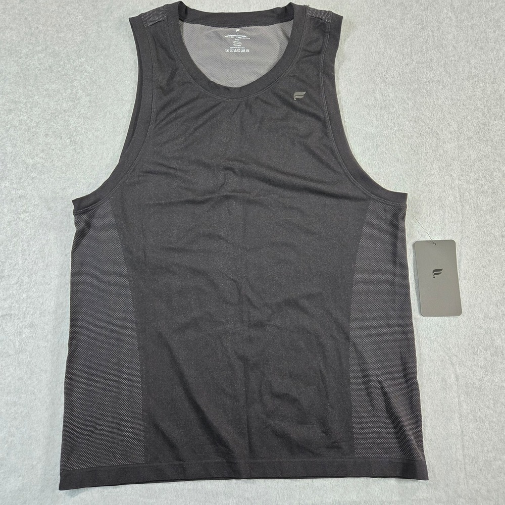 Fabletics Mens Training Day Tank Top Black Mesh Performance Gym Shirt Large NWT
